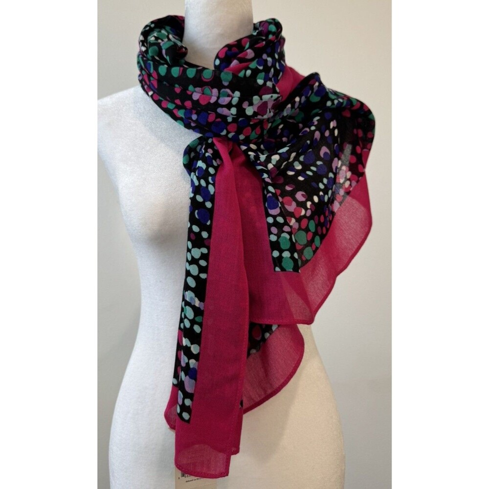 NWT Kate Spade Scarf Multicolor(crimson,green,black,white,pink Polka Dot 80’/25’